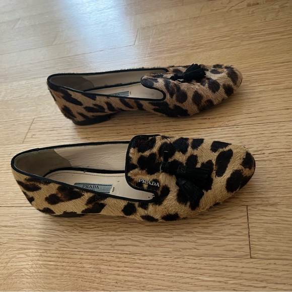 Prada Calf Hair Leopard Print Smoking Shoe - Picture 6 of 9